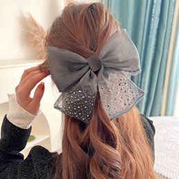 16cm Big Size Bow Hair Clip For Women Wedding Hairpin Barrette Rhinestone Headwear Girls Ponytail Bands Fashion Accessories