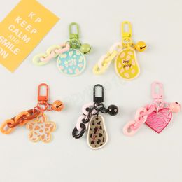 Women Girls Heart Bell Pendant Key chains Fashion Elegant Acrylic Key Chain Handbag Hanging Keyring Accessories