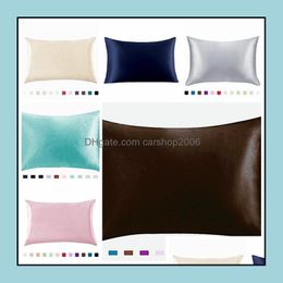 Pillow Case Bedding Supplies Home Textiles Garden Ll Silk Satin Pillowcase Mticolor Ice Zipper C Dhfui