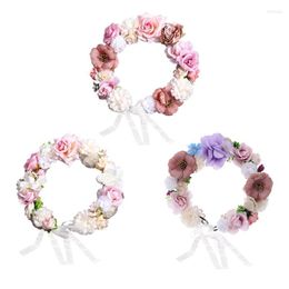 Decorative Flowers & Wreaths Rose Wreath Floral Garland Hanging Artificial Bridesmaid For Wedding Headdress Festival Farmhouse All Seasons