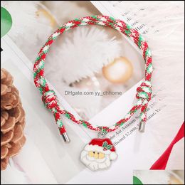 Link Chain Bracelets Jewellery Hand-Woven Charm Santa Claus Christmas Tree Pendant Bracelet Ladies Childrens G Dhzlm