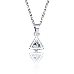 Pendant Necklaces IMaySon 3D Fashion Triangle Mond Crystal Necklace For Women Girl Simple Chain Alloy Elegance Drop Gem Party Jewelry
