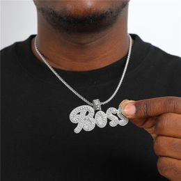 Chains Custom Cursive Letter Name Pendant Necklace For Men Women Bling Zircon Copper Chain Hip Hop Rock JewelryChains