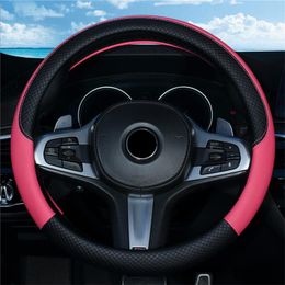 Steering Wheel Covers 38cm Universal Cover 3D Carbon Fiber Leather Accessories Interior Volante Deportivo CoverSteering