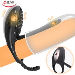 Male Vibrating Penis Ring Time Delay Ejaculation Cock Vagina Stimulator Adult Erotic sexy Toys For Couples Silicone Shop