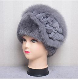 Berets Luxury Women Fur Hat For Winter Natural Rex Cap Russian Female Headgear Bomber Brand Warm Beanies