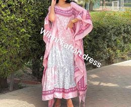 Ethnic Clothing African Dresses For Women Traditional Oversize Cotton Floral Batwing Sleeve Maxi Dress Kuwait Ramadan Muslim Long DressesEth