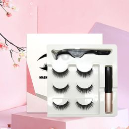 Glue Free Magnetic False Eyelashes 3 Pairs/pack Natural Self Adhesive Faux Eyelashes 3D Thick Curling Fake Soft Long Eye Lash Extension Magnetic-Eyeliner ZL1060