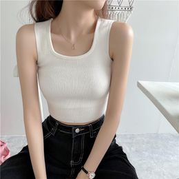 Women's Tanks & Camis 2022 Summer Streetwear Sexy Plain Cropped Cute Tank Top Ladies Casual Square Neck Sleeveless Tops WomenWomen's