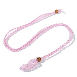 Favour Hand-woven Necklace Wax Line Cord Woven Pendants DIY Jewellery Crafts with Wooden Beads Women Neck Decoration 8 Colours RRB14891