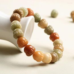 Bangle Natural Colorful Hand Carved Persimmon Bodhi Root Bead Bracelet Buddha Beads Bangles Prayer Wrist JewelryBangle Inte22