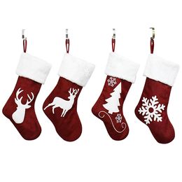 46cm Christmas Stocking Hanging Socks Xmas Rustic Personalized Stocking Christmas Snowflake Decorations Family Party Holiday Supplies DH9885