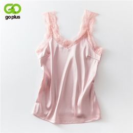 GOPLUS Strap Top Women Sexy Lace up Halter V Neck Sleeveless Vest Satin Tank Tops Women Basic Underwear Plus Size Camisole 210401