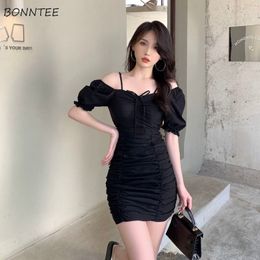 Dresses Women Sexy Female Slim Party Holiday Fashion All match Puff Sleeve Casual Students Korean Style Shirring Cozy Retro 220521