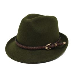 Berets OZyc European US Woolen Felt Hat Cowboy Jazz Cap Trend Trilby Fedoras Panama Chapeau With Leather Band For Men WomenBerets