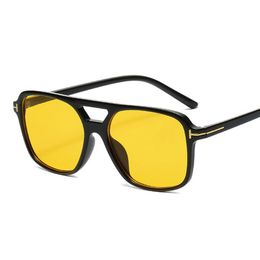 2022 Vintage Pilot Quadrat Sonnenbrille Frauen Retro Designer Spiegel Doppel Brücke Gelb Sonnenbrille