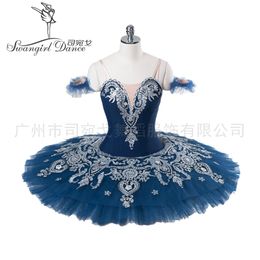 Dark Blue White Girls Professional Ballet Tutu Child Doll Paquita Variation Peformance Classical Platter Stage Ballet Tutu Costume BT9082B