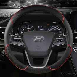 Car Steering Wheel Covers 38Cm For Hyundai I30 Creta Tucson Ix35 Solaris Elantra Santa Fe Kona I40 Palissade Car Accessories J220808