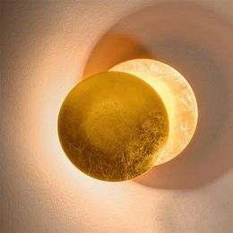 Wall Lamp Creative Moon Eclipse Aisle Light Corridor Bedside Living Room Round Gold Copper LED Sconce Bedroom DecorWall