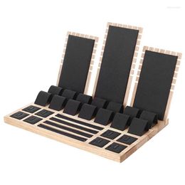 Jewellery Pouches Bags Bamboo Wood Earring Holder Storage Tray Ring Necklace Pendant Display Stand Edwi22