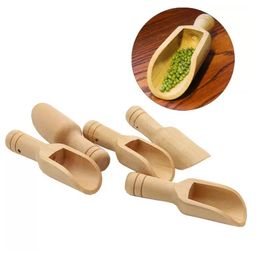 Mini colheres de madeira Detergente em pó de salão de madeira Detergente em pó colher de doce de chá de chá de café Eco Friendly Wood Wood Mini Scoops mais recente C0612B12