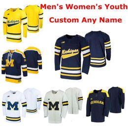 Michigan Wolverines College Ice Hockey Jerseys Mens Jake Slaker Jersey Strauss Mann Nick Pastujov Gryphon Luce Luke Morgan Custom Stitched