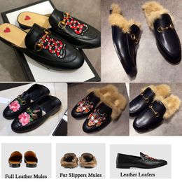 -2019 Luxury Desiger Pelly Mules Slipper 100% in pelle vera pelle scamosciata in metallo catena di pantofole da mocassini Dragon Tiger Snake scarpe casual sz 5-12 no14