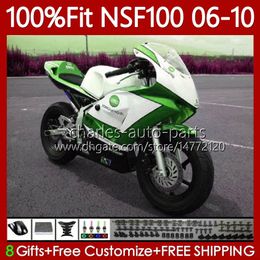 Fiberglass Injection Mold Bodys For HONDA NSF-100 NSF 100 Bodywork 116No.12 NSF100 06 07 08 09 10 NS-F100 2006 2007 2008 2009 2010 KONICA Green Glass fiber Race Fairing