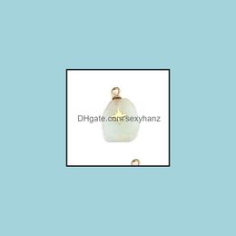 Charms Jewelry Findings Components Natural Stone And Stainless Steel Gold Pendants White Quartz Pendant Diy Earring Necklaces Making Drop