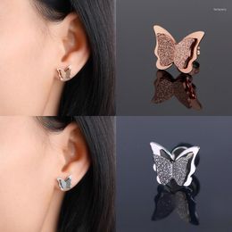 Stud Korean Fashion Matte Butterfly Earrings Rose Gold For Women 2022 Decorations Girls Designer JewelryStud Farl22