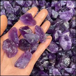 Loose Gemstones Jewellery Irregar Natural Purple Colour Crystal Stone For Handmade Pendant Necklaces Keychains Making Dhb5P