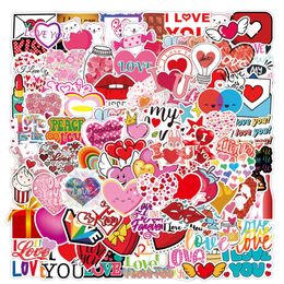 100Pcs Valentines Day Stickers Skate Accessories For Skateboard Laptop Luggage Snowborad Bicycle Motorcycle Guitar Phone Car Decals Party Decor