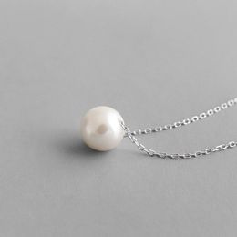 Pendant Necklaces Chic Shell Beads Classy Simple Single Pearl Necklace For Girls S925 Sterling Silver Clavicle Chain Women Exquisite Jewelry