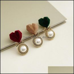Clamps Hair Jewellery Korean Mini Veet Heart Round Pearl Girls Lover Bow-Tie Alloy Ponytail Clips Women Head Dhrdv