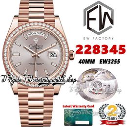 EWF V3 ew228345 ew3255 Automatic Mens Watch 40MM Rose Gold Diamonds Bezel Champagne Baguette Dial Presidential Bracelet Same Serial Card Super eternity Watches