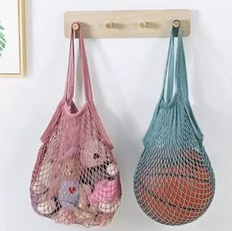 Shopping Bags Handbags Shopper Tote Mesh Net Woven Cotton Bags String Reusable Fruit Storage Bags Handbag Reusable Home Storage Bag 0407