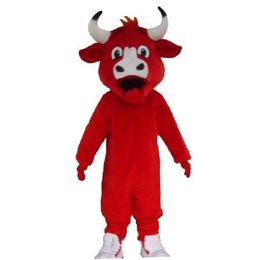 2022 High quality red cow Mascot Costumes Halloween Fancy Party Dress Cartoon Character Carnival Xmas Easter Advertising Birthday Party Costume Outfit