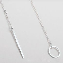 Chains 1pc Womens Unique Charming Tone Bar Circle Lariat Necklace Chic Y Shaped Gold Color Style Pendant