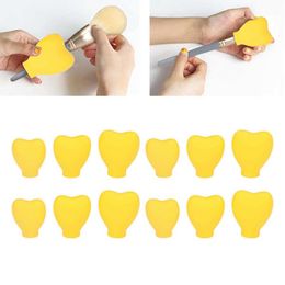 Storage Bags Pcs Makeup Brush Covers Yellow Heart Shape Soft Flexible Lightweight Silicone Cosmetic Protectors CoversStorage StorageStorage