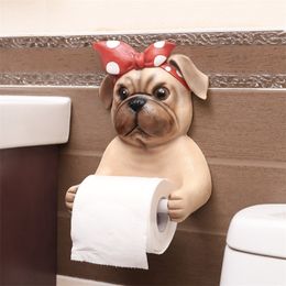 Bathroom reel bathroom rack wall hanging toilet reel sanitary carton creative toilet paper rack cute dog tissue box paper holder T200425