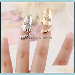 Band Rings Jewellery 10Pcs/Lot Exquisite Cute Retro Queen Dragonfly Design Rhinestone Plum Snake Gold/Sier Ring Finger Nail Epacket Ship Drop