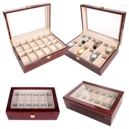 Watch Boxes & Cases 12Grids Wood Case Box Casing For Hours Sheath Hele22