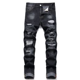 Multiple Ripped Men's Jeans 2022 New Slim Fit Straight Denim Pants Fashion Casual Trousers Size 28-40 Vaqueros de hombre