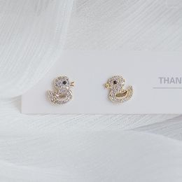 Stud Simple Cute Shine Tiny Duck Women Earring Creative Bling Zircon Funny Feminia Earrings Daily Wedding Jewelry Pen;dantStud Dale22