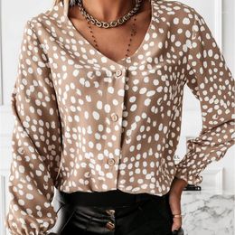 Women's Blouse Fashion Spring And Autumn V-neck Long Sleeve Polka Dot Casual Office Ladies Tops Blouses & Shirts
