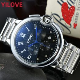 Men's 316L Stainless Steel Strap Watch Quartz Imported Movement Mens Clock High Qualtiy Sports Waterproof Multi-function Calendar Business Gifts Wristwatches