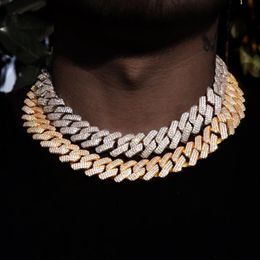 Chains 15mm Men Iced Out Cuban Chain Necklace Hip Hop Jewellery Gold Silver Colour Bling Rhinestone Prong Choker Women GiftChains
