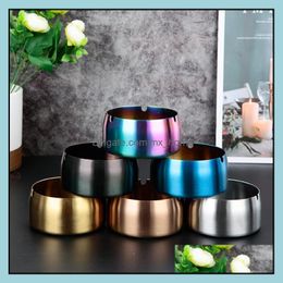 Ashtrays Smoking Accessories Household Sundries Home Garden 9Cm 10Cm Ash Tray Metal Ashtray Stainless Steel Cigarette Wholes Dhh7L