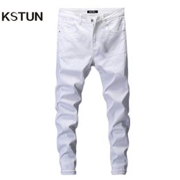 Skinny Jeans Men Solid White Mens Jeans Brand Stretch Casual Men Fashioins Denim Pants Casual Yong Boy Students Trousers Size 42 201123