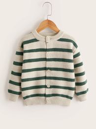 Toddler Boys Striped Pattern Button Front Cardigan SHE01